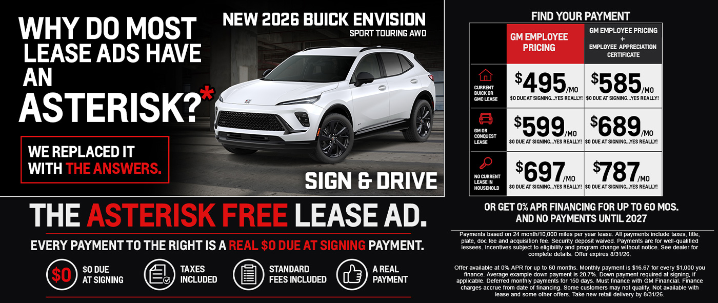 The Asterisk Free Lease Ad - New 2026 Buick Envision Sport Touring AWD