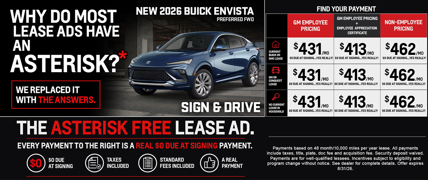 The Asterisk Free Lease Ad - New 2026 Buick Envista Preferred FWD