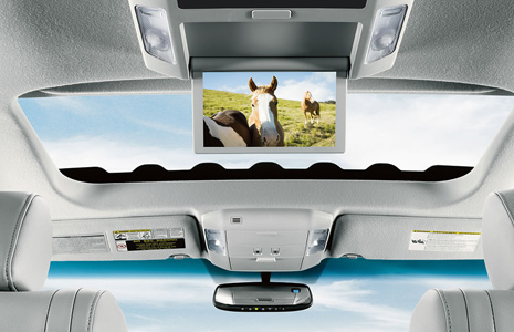 Rear seat entertainment system with video of a horse on screen
