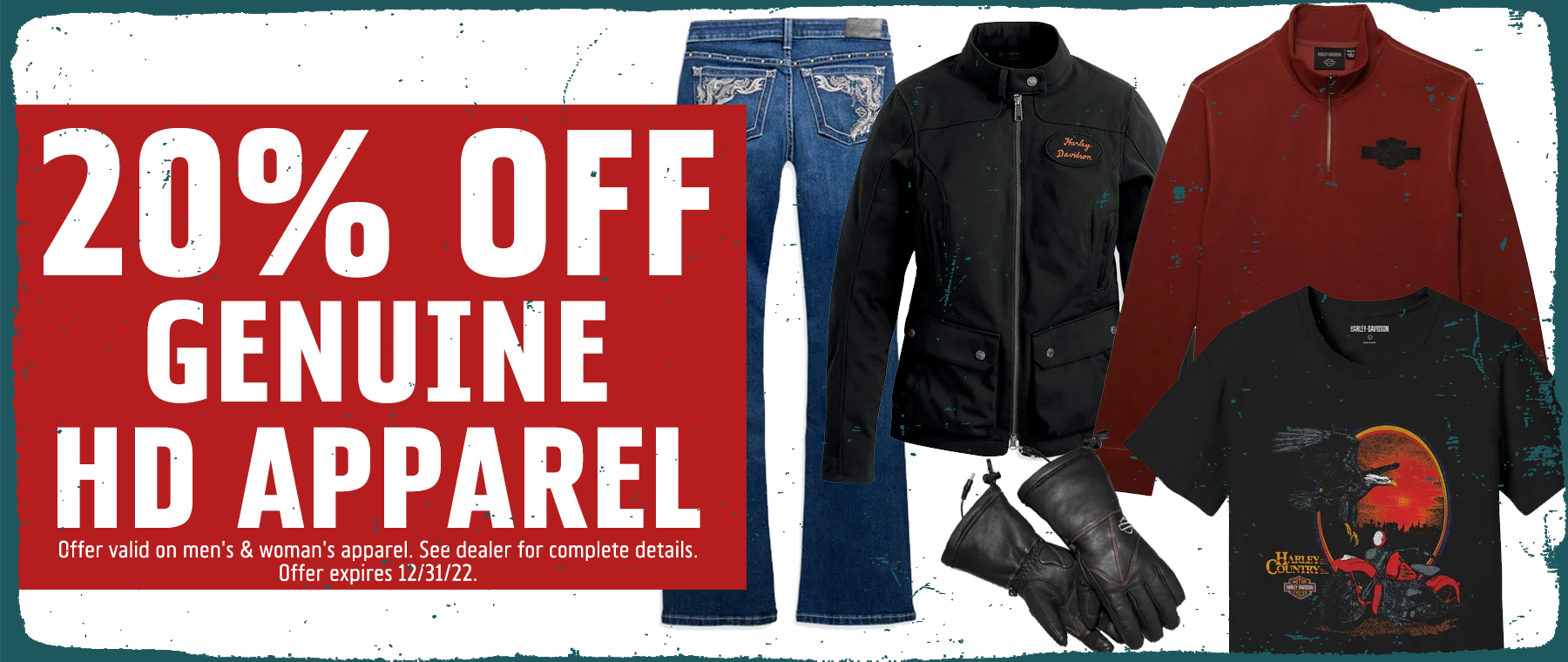 20% off genuine HD Apparel